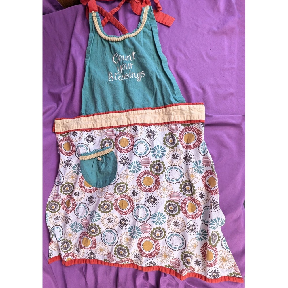 Floral Apron Kitchen Cooking Baking Housework Maid Cottagecore Pocket Retro VTG